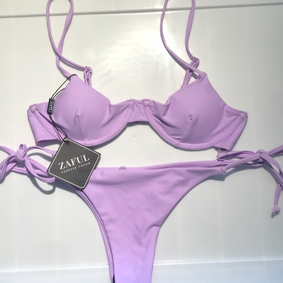 zaful tie underwire balconette bikini set